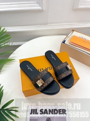 Louis Vuitton Lock It Flat Slide Sandals in Monogram Canvas 2023 013