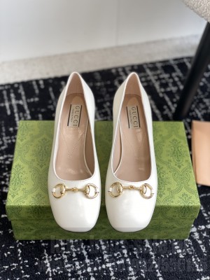 Gucci Women's Low heel Pump with Horsebit White