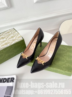 Gucci Women's lambskin with Chain 75mm Pumps Black 2021 Collection