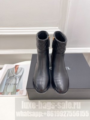 Chanel 50mm Lampskin Leather Ankle Boots 2021 Collection, Black 069