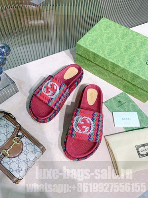 Gucci Women's Original GG Platform Slide Sandal 573018 red 2021 Collection 