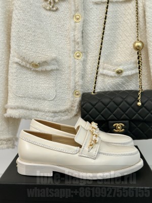 Chanel Calfskin  G45785 Loafers with Charm Cream 2024 