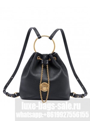 Chloe Small Bracelet Backpack In Grained Leather Black