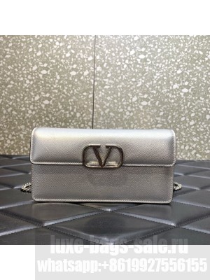 VALENTINO Garavani Rockstud Calfskin Chain bag 0S93VL silver