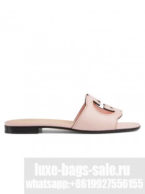Gucci Women's Interlocking G Cut-Out Slide Sandal 694451 Light Pink