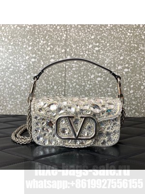 VALENTINO Super Mini Loco imitation crystal chain bag 6038 silver
