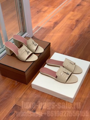 Loro Piana Summer Charms Sandal Crocodile Pattern Beige 2022 Collection