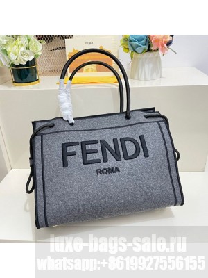 Fendi Flannel Large Roma Shopper Tote Bag Grey  2021 Collection
