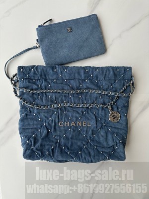CHANEL 22 HANDBAG AS3260 Denim Blue