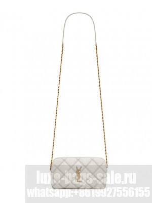 Saint Laurent Double Zip Pouch In Quilted Lambskin 6089411 Cream
