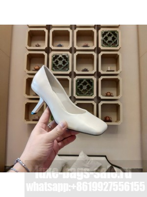 BALENCIAGA HEEL 8.5CM VOID D'ORSAY PUMPS LEATHER CREAM