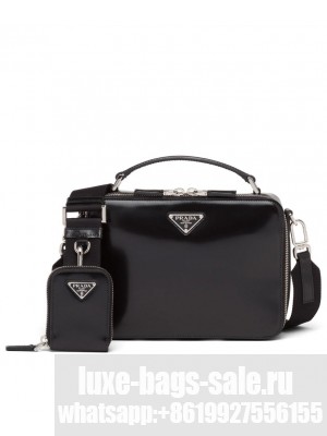 Prada Brique Saffiano Leather Cross-Body Bag 2VH069 Black