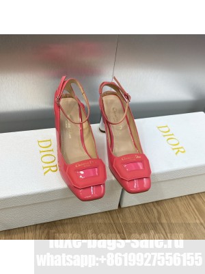 Dior Day Pumps in Patent Leather with Silver Heel 8.5cm Pink 2023