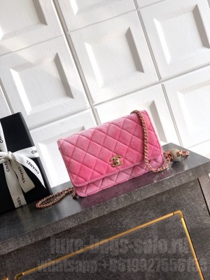 Chanel velvet Wallet On Chain AP1450 pink