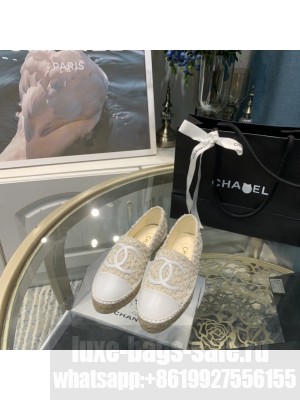 Chanel Tweed Fur Espadrilles Beige 2021 Collection