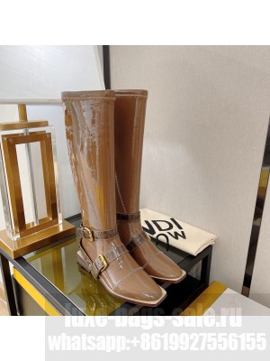 Fendi Fframe Neoprene Harness Flats Boots in Brown