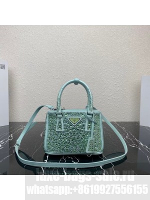 Prada Galleria satin mini-bag with crystals 1BA906 green