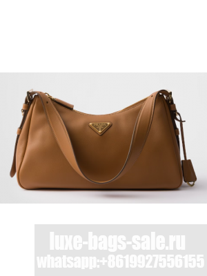 Prada Aimee medium leather shoulder bag 1BC229 Caramel