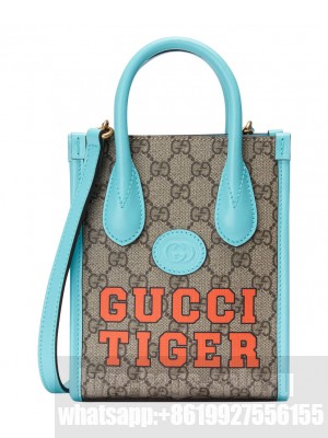 Gucci Tiger GG Mini Tote Bag 671623 Light Blue