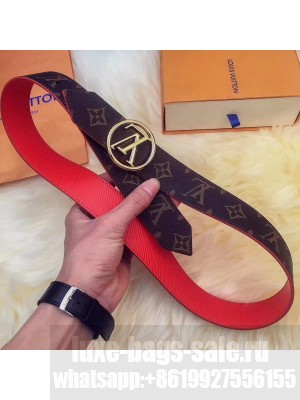 Louis Vuitton Monogram Canvas & Red Epi Leather Belt 3.5cm Width Collection