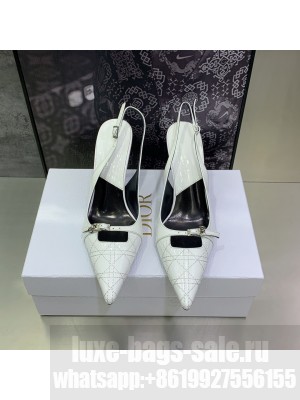 Christian Dior pointed toe 7.5cm Patent Leather Pumps White