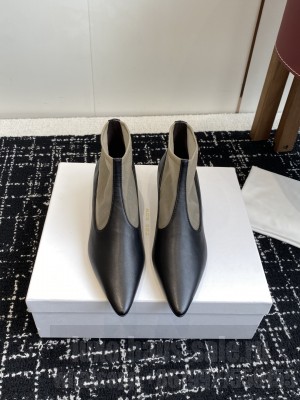 The Row Mesh and leather 35mm Heel Ankle boots Black