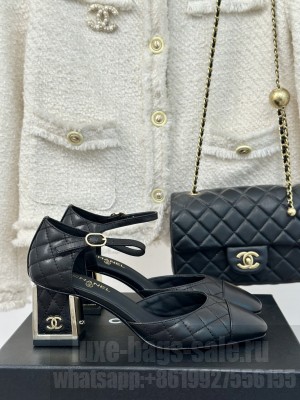 Chanel Women's Quilted Lambskin Mary Janes Pumps G45235 Black 2024