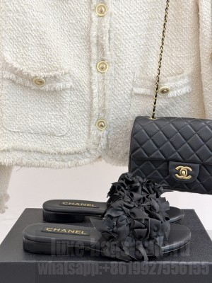Chanel Mules Suede Kidskin & Strass G46231 Black