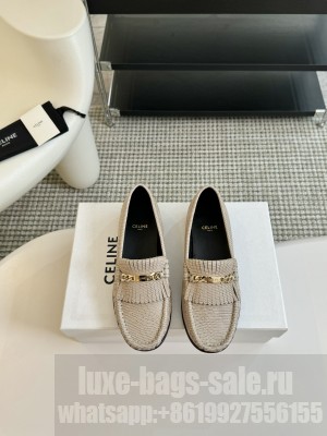 CELINE LUCO LOAFER WITH FRINGES IN CALFSKIN GRAY