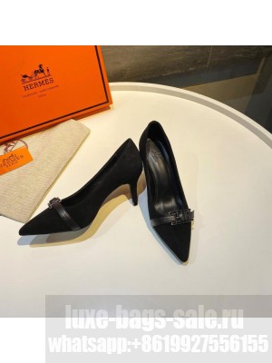 Hermes Blush 40 Black suede goatskin with "Hapi" buckle. 2021 Collection