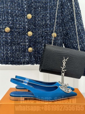 Louis Vuitton LV Initials accessory Satin Slingbacks Flat Blue