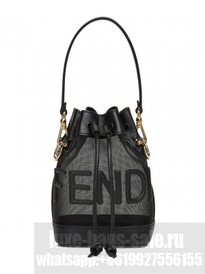 Fendi Leather And Mesh Mini-Bag 8BS010 Black