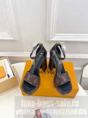 Louis Vuitton Fame Heel Platform Sandal 12cm in Monogram Brown
