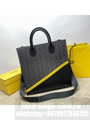 Fendi x FRGMT brown FF fabric bag Shopper F7678 black