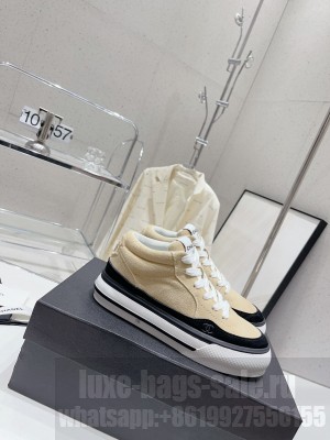 Chanel Velvet & Suede Platform High-top Sneakers 2023 014
