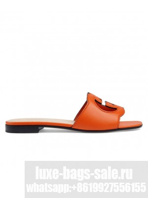 Gucci Women's Interlocking G Cut-Out Slide Sandal 694451 Orange