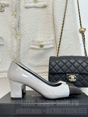 Chanel Patent Leather 6cm Pumps G45053 Grey 2023