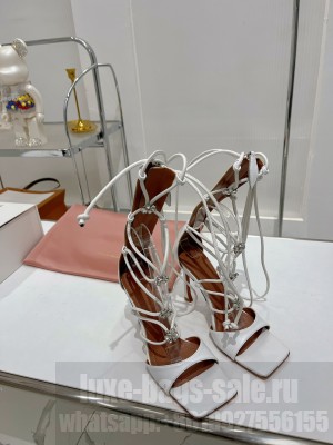 Amina Muaddi DAISY 9.5cm Lampskin white sandals