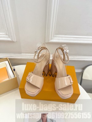 Louis Vuitton Shake Platform Sandals 12cm in Nude Patent Leather 2024