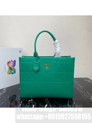 Prada Large leather Prada Symbole bag with topstitching 1BA377 green