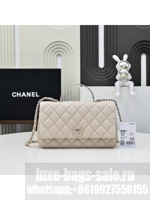 Chanel SMALL FLAP BAG CLUTCH WITH CHAIN Gold-Tone Metal AS5554 Beige