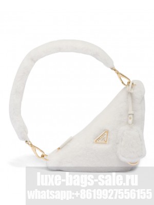 Prada Shearling Mini-bag 1BC543 Cream