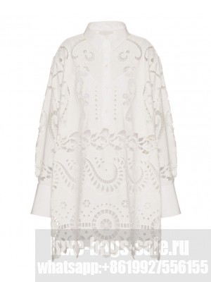 Valentino Women's Broderie Infinie Waves Short Dress White