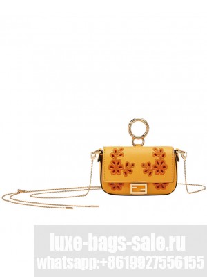 Fendi Nano Baguette Nappa Leather Charm 7AR844 Orange