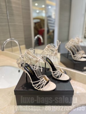 Saint Laurent Babylone Sandals In Smooth Leather White