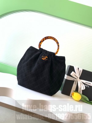 CHANEL Hobo Bag Suede AS6010 black