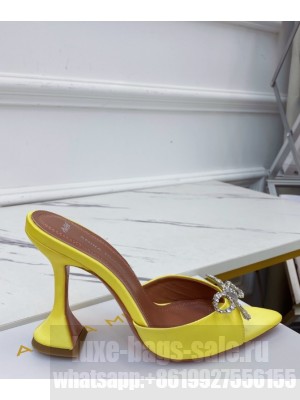 Amina Muaddi                                                                                        Rosie Crystal-Embellished Satin Mules yellow