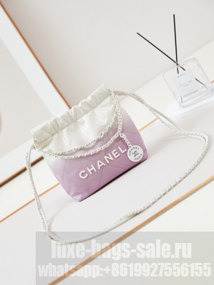 CHANEL 22 MINI HANDBAG AS3980 White & Light purple