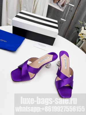 Aquazzuea 10cm Crystal heel Purple Satin Mule 2022 Collection