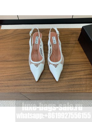 Alaïa LE CŒUR SLINGBACKS IN FISHNET WHITE